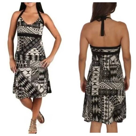 Patagonia Halter Neck Organic Cotton Stretch A-Line Dress Jersey Knit Casual Bla - Picture 10 of 10